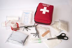Open first aid kit
