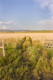 Open Gate To A Field With Clear Skies And A Small Shed Royalty Free Stock Image Open Gate To A Field With Clear Skies And A Small Shed Royalty Free Stock Image