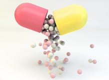 Open Pill With Scatter Drug Stock Image