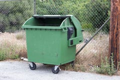 Opened Green Garbage Container Stock Photo Opened Green Garbage Container Stock Photo