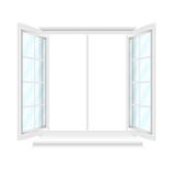 Opened white window with blue glasses on white background royalty free illustration Opened white window with blue glasses on white background royalty free illustration