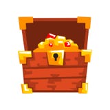 Opened wooden chest with treasures full of golden coins and jewels vector Illustration on a white background stock illustration Opened wooden chest with treasures full of golden coins and jewels vector Illustration on a white background stock illustration