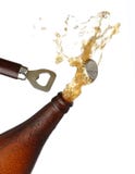 Opening a bottle of cold beer, splash image.