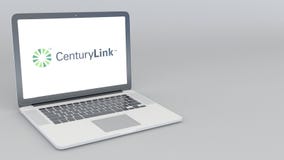 Opening and closing laptop with CenturyLink logo. 4K editorial animation