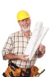 Operaio di costruzione con le cianografie fotografia stock libera da diritti Operaio di costruzione con le cianografie fotografia stock libera da diritti