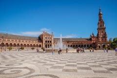 Opinião da paisagem Plaza de Espana Sevilha, Spain imagem de stock royalty free Opinião da paisagem Plaza de Espana Sevilha, Spain imagem de stock royalty free