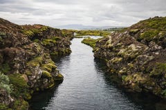 Opinião maravilhosa da paisagem do parque nacional de Pingvellir fotografia de stock Opinião maravilhosa da paisagem do parque nacional de Pingvellir fotografia de stock
