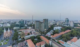 Opinión de la ciudad de Ho Chi Minh del top de edificio imagen de archivo Opinión de la ciudad de Ho Chi Minh del top de edificio imagen de archivo
