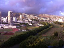 Opinión de la ventana de Waikiki Fotografía de archivo Opinión de la ventana de Waikiki Fotografía de archivo