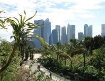 Opinión de los rascacielos de Singapur del parque foto de archivo libre de regalías Opinión de los rascacielos de Singapur del parque foto de archivo libre de regalías
