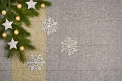 Opinión de sobremesa de la Navidad Fondo de lino de la textura del mantel imagen de archivo libre de regalías Opinión de sobremesa de la Navidad Fondo de lino de la textura del mantel imagen de archivo libre de regalías