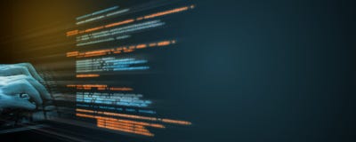 Oprogramowania źródła cyfrowanie Programista używa palec pisać na maszynie na klawiaturze z narzuta tekstem ilustracja wektor Oprogramowania źródła cyfrowanie Programista używa palec pisać na maszynie na klawiaturze z narzuta tekstem ilustracja wektor