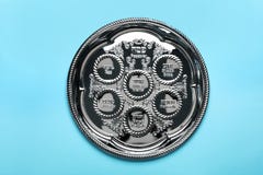 Opróżnia tradycyjnego Passover Pesach Seder talerza zdjęcie stock Opróżnia tradycyjnego Passover Pesach Seder talerza zdjęcie stock