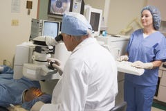 Opthamologist Performing Laser Eye Treatment