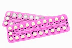 Oral contraceptive pill strips isolated on white background Stock Image Oral contraceptive pill strips isolated on white background Stock Image
