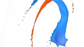 Orange and blue paint in super slow motion splashing