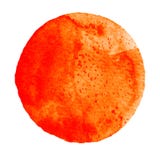 Orange cirkel för vattenfärgflamma på vit bakgrund stock illustrationer Orange cirkel för vattenfärgflamma på vit bakgrund stock illustrationer
