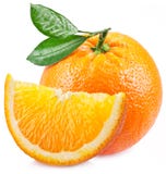 Orange with leaves over white. stock images Orange with leaves over white. stock images