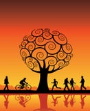 Orange Tree And People Stock Photo Orange Tree And People Stock Photo
