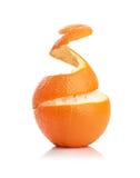Orange With Peeled Spiral Skin Stock Photography Orange With Peeled Spiral Skin Stock Photography