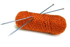 Orange Yarn - Knitting Needles Royalty Free Stock Photography