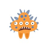 Oranje Agressief Kwaadaardig de Bacteriënmonster van de Stervorm met de Scherpe Vectorillustratie van het Tandenbeeldverhaal stock illustratie Oranje Agressief Kwaadaardig de Bacteriënmonster van de Stervorm met de Scherpe Vectorillustratie van het Tandenbeeldverhaal stock illustratie