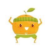 Oranje fruit die sporten, het sportieve karakter doen die van het fruitbeeldverhaal fitness oefenings vectorillustratie op een wi vector illustratie Oranje fruit die sporten, het sportieve karakter doen die van het fruitbeeldverhaal fitness oefenings vectorillustratie op een wi vector illustratie