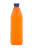 Oranje plastic die fles dishwashing vloeistof op wit wordt geïsoleerd Royalty-vrije Stock Fotografie Oranje plastic die fles dishwashing vloeistof op wit wordt geïsoleerd Royalty-vrije Stock Fotografie
