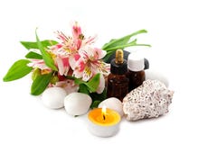 Orchid Flowers And Essential Oils Stock Image