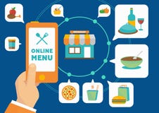 Ordering food online with smartphone application Royalty Free Stock Photos Ordering food online with smartphone application Royalty Free Stock Photos