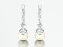 orecchini del diamante della perla dell'oro bianco o dell'argento dell'illustrazione 3D con immagine stock libera da diritti orecchini del diamante della perla dell'oro bianco o dell'argento dell'illustrazione 3D con immagine stock libera da diritti