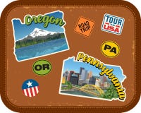 Oregon, Pennsylwania podróż majchery z scenicznymi przyciąganiami royalty ilustracja Oregon, Pennsylwania podróż majchery z scenicznymi przyciąganiami royalty ilustracja
