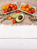 Organic food background. Studio photo of different fruits and vegetables on white wooden table. High resolution product. royalty free stock image Organic food background. Studio photo of different fruits and vegetables on white wooden table. High resolution product. royalty free stock image