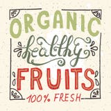 Organicznie zdrowa ręka kreślił świeżej owoc literowanie ilustracja wektor Organicznie zdrowa ręka kreślił świeżej owoc literowanie ilustracja wektor