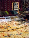 Oriental bukhara rugs - traditional making of Royalty Free Stock Photography Oriental bukhara rugs - traditional making of Royalty Free Stock Photography