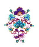 Oriental - fleurs fleuries européennes Motif d'aquarelle - broderie florale Photo libre de droits Oriental - fleurs fleuries européennes Motif d'aquarelle - broderie florale Photo libre de droits
