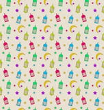 Oriental Seamless Pattern with Arabic Lamps, Crescents, Stars stock illustration Oriental Seamless Pattern with Arabic Lamps, Crescents, Stars stock illustration