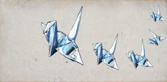 Origami Kräne lizenzfreie abbildung Origami Kräne lizenzfreie abbildung