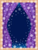 Original frame for photos and text. View of the room from the window. Openwork snowflakes on a blue background create a festive stock illustration Original frame for photos and text. View of the room from the window. Openwork snowflakes on a blue background create a festive stock illustration