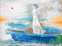 Original Painting, Beautiful Winged Woman Stock Image Original Painting, Beautiful Winged Woman Stock Image