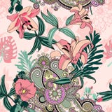 Origineel in naadloos artistiek bloempatroon vector illustratie Origineel in naadloos artistiek bloempatroon vector illustratie