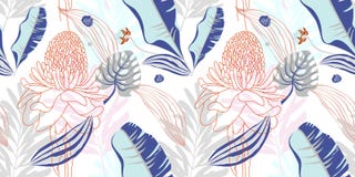 Origineel in naadloos artistiek bloempatroon, mooie trop royalty-vrije illustratie Origineel in naadloos artistiek bloempatroon, mooie trop royalty-vrije illustratie