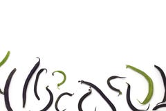 Ornament of green beans with a copy space stock photography Ornament of green beans with a copy space stock photography