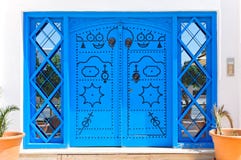 Ornamental Blue Doors. Royalty Free Stock Photo