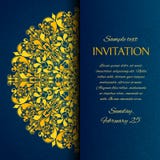 Ornamental blue with gold embroidery invitation