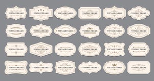 Ornamental label frames. Old ornate labels, decorative vintage frame and retro badge vector set