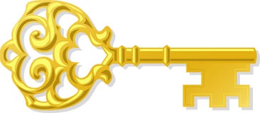 Ornate Antique Gold Key/eps