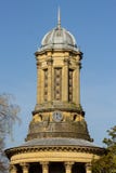The ornate tower of Saltaire`s United Reform Church stock image The ornate tower of Saltaire`s United Reform Church stock image