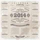 Ornate vintage calendar of 2014 stock illustration Ornate vintage calendar of 2014 stock illustration