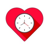 Orologio del cuore del ` s del biglietto di S. Valentino Piano con un'ombra illustrazione di stock Orologio del cuore del ` s del biglietto di S. Valentino Piano con un'ombra illustrazione di stock